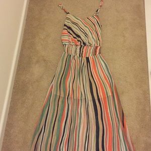 Striped, spaghetti strap maxi dress. Size M.
